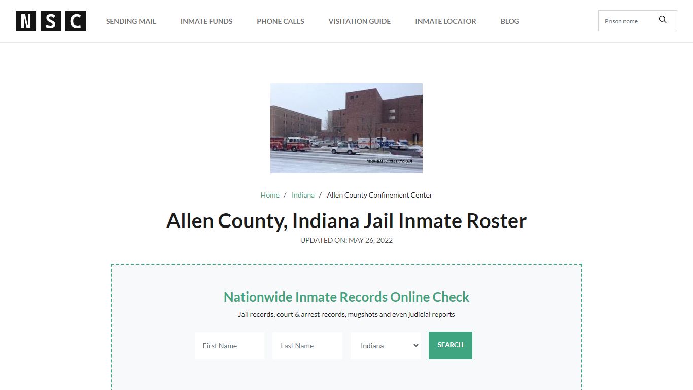 Allen County, Indiana Jail Inmate Roster