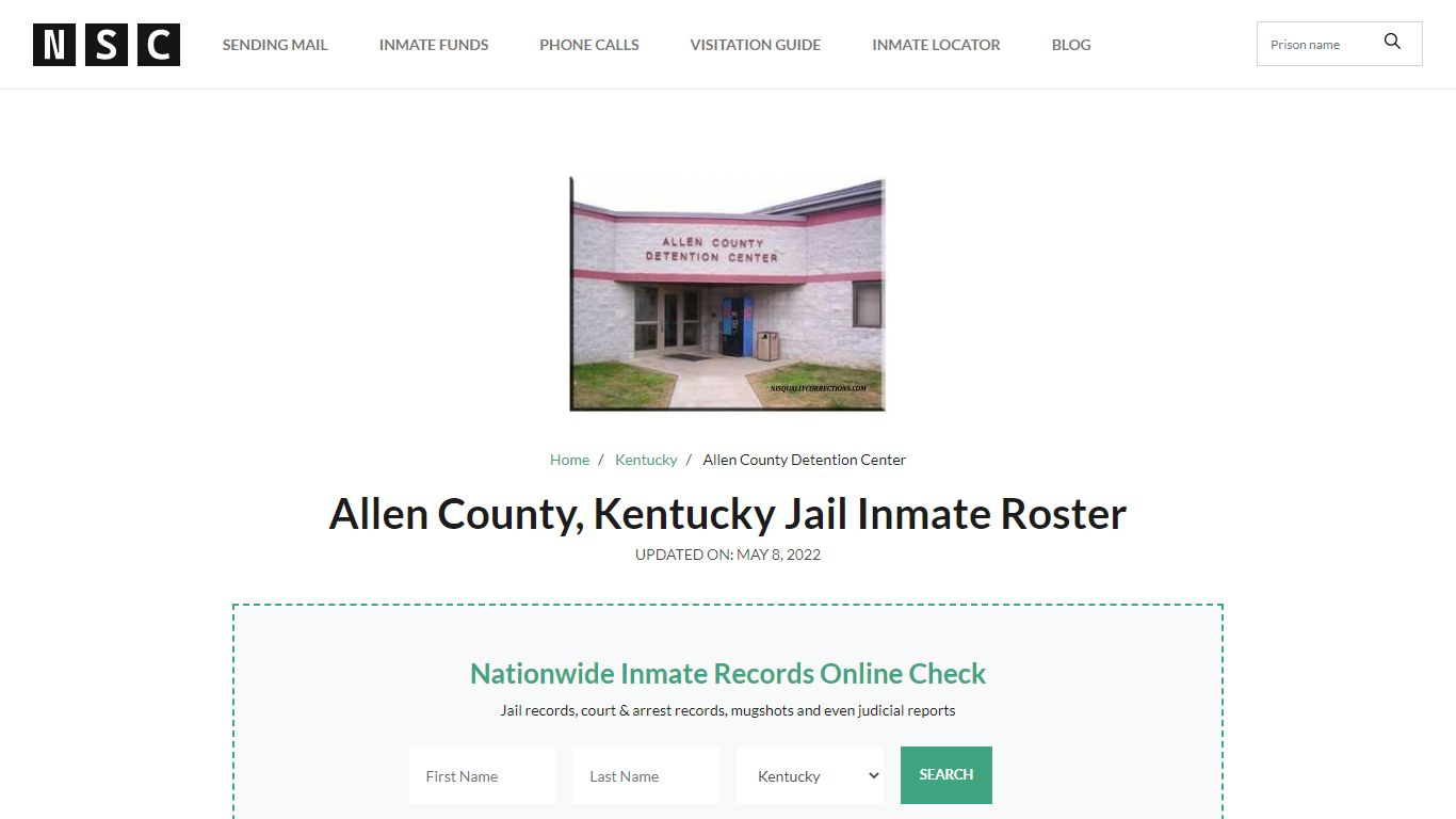 Allen County, Kentucky Jail Inmate Roster